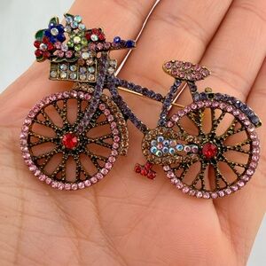 Colorful Crystal Bicycle Brooch